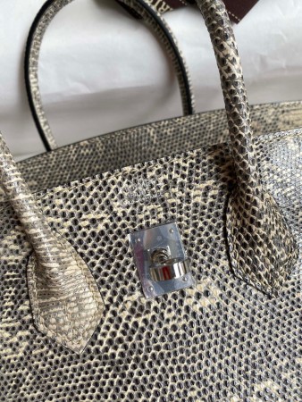 Hermes Birkin 25 Retourne Handmade Bag In Ombre Lizard Leather