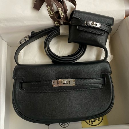 Hermès Kelly Moove Handmade Bag in Black Swift Calfskin 
