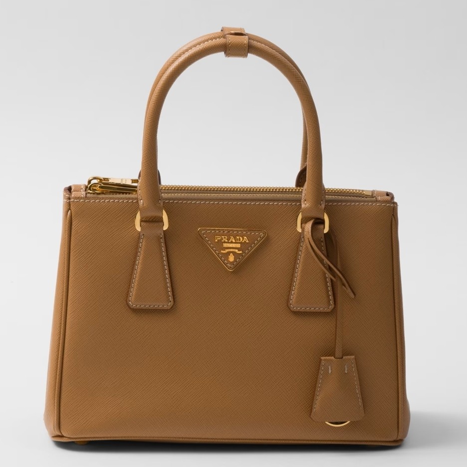 Pra*a galleria small bag in caramel saffiano leather