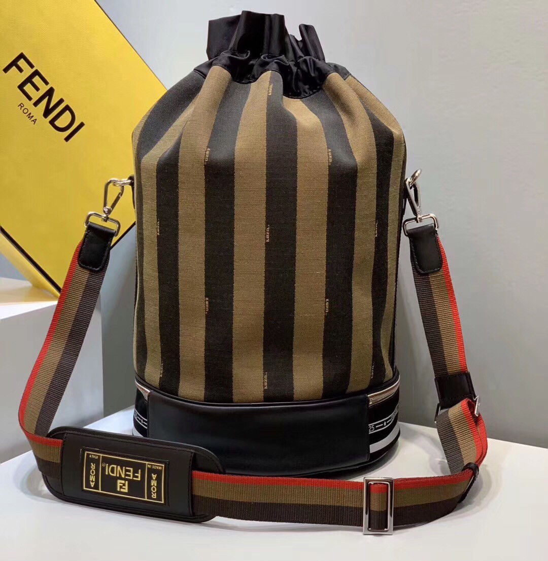 F**di mon tresor drawstring bag in pequin striped fabric