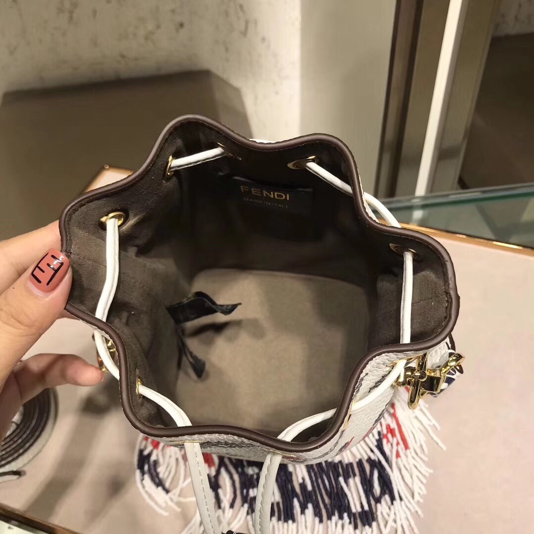 F**di logo-printed fringed mon tresor mini bucket bag