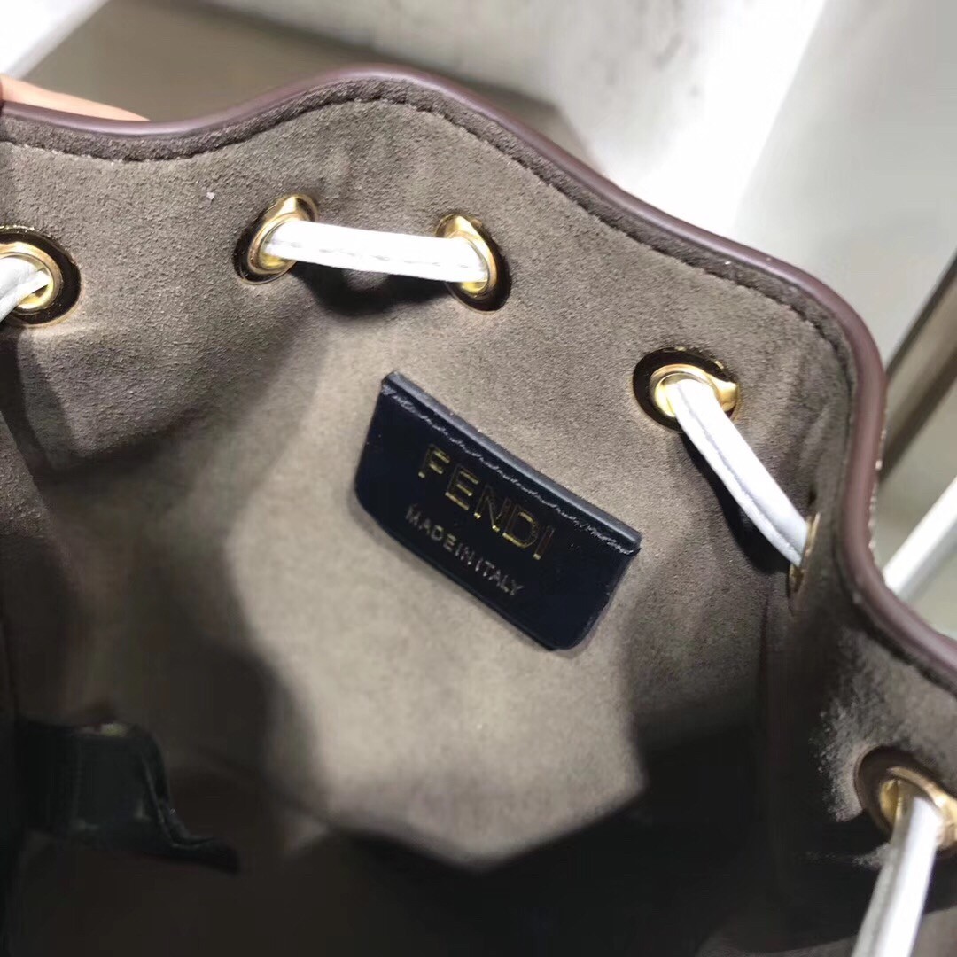 F**di logo-printed fringed mon tresor mini bucket bag