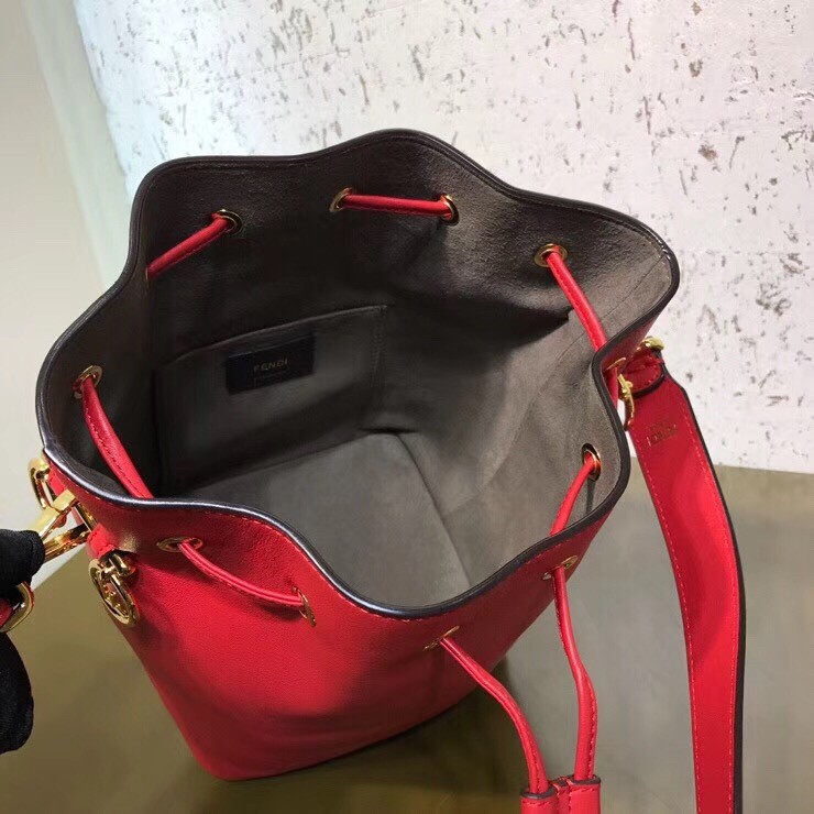 F**di small mon tresor bucket bag in red calfskin