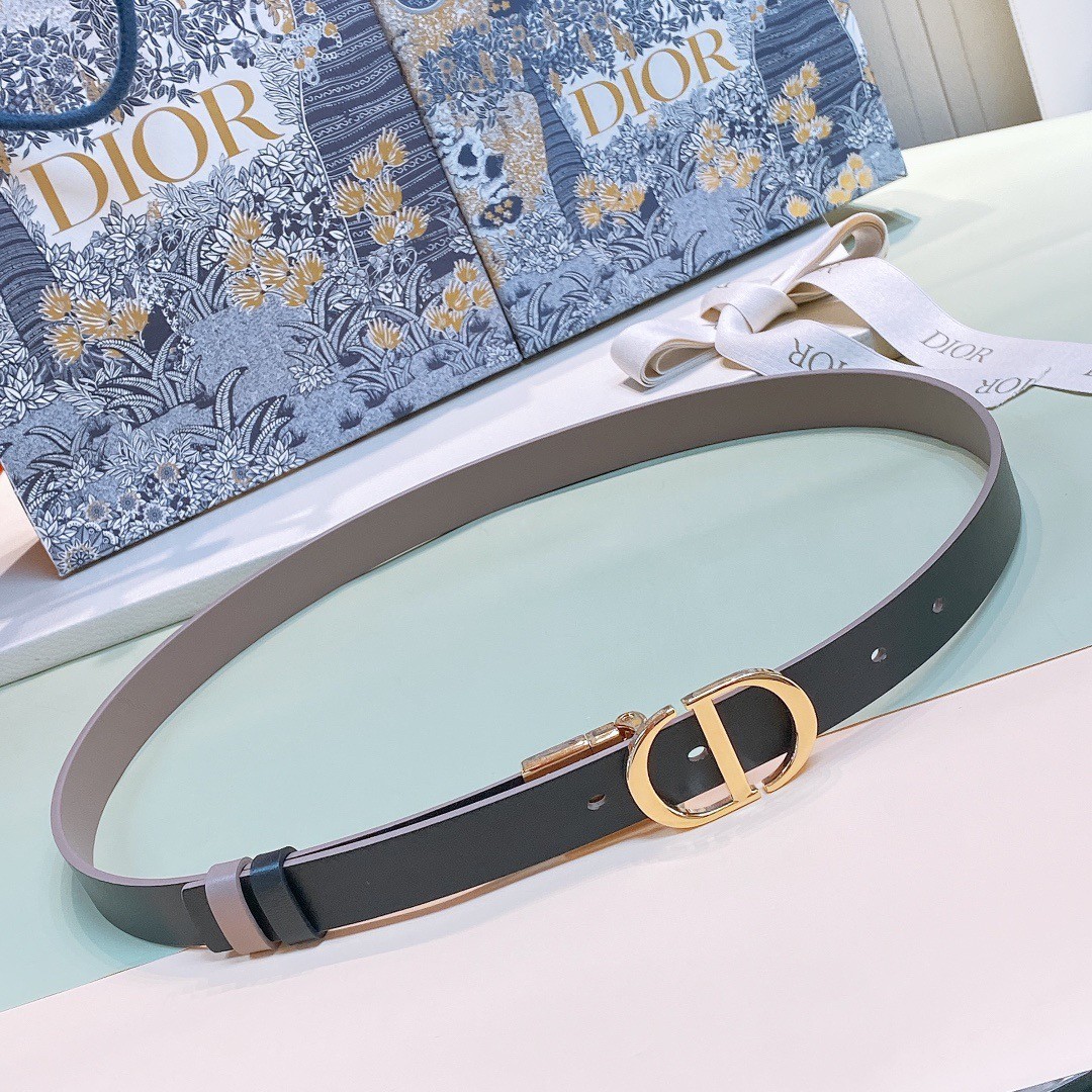 D*or 30 montaigne reversible 20mm belt in grey and black calfskin