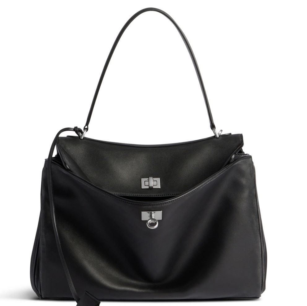 Ba*len*cia*ga rodeo medium bag in noir calfskin