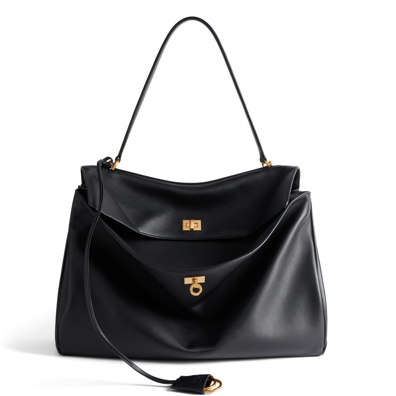 Ba*len*cia*ga rodeo large bag in black calfskin