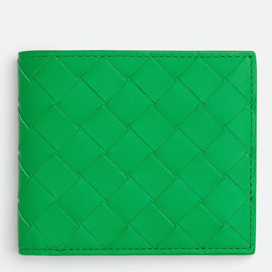 bo*te*ga Ve*ne*ta bi-fold wallet in parakeet intrecciato calfskin