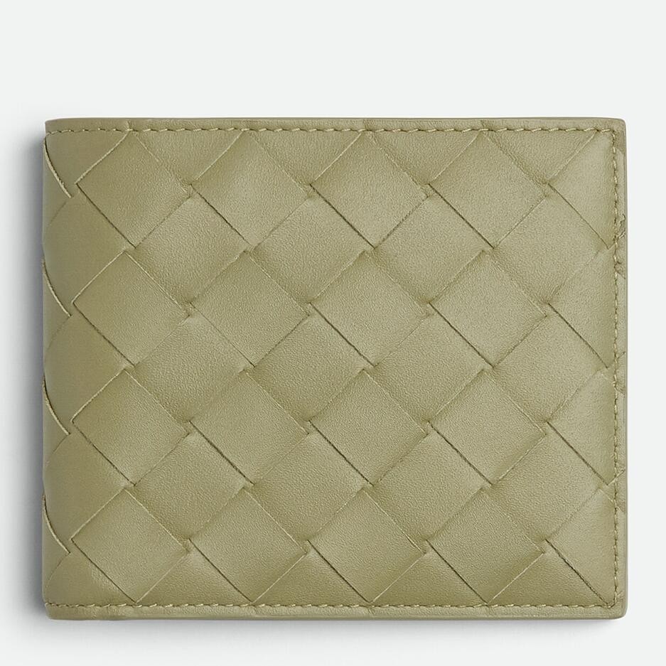 bo*te*ga Ve*ne*ta bi-fold wallet in travertine intrecciato calfskin