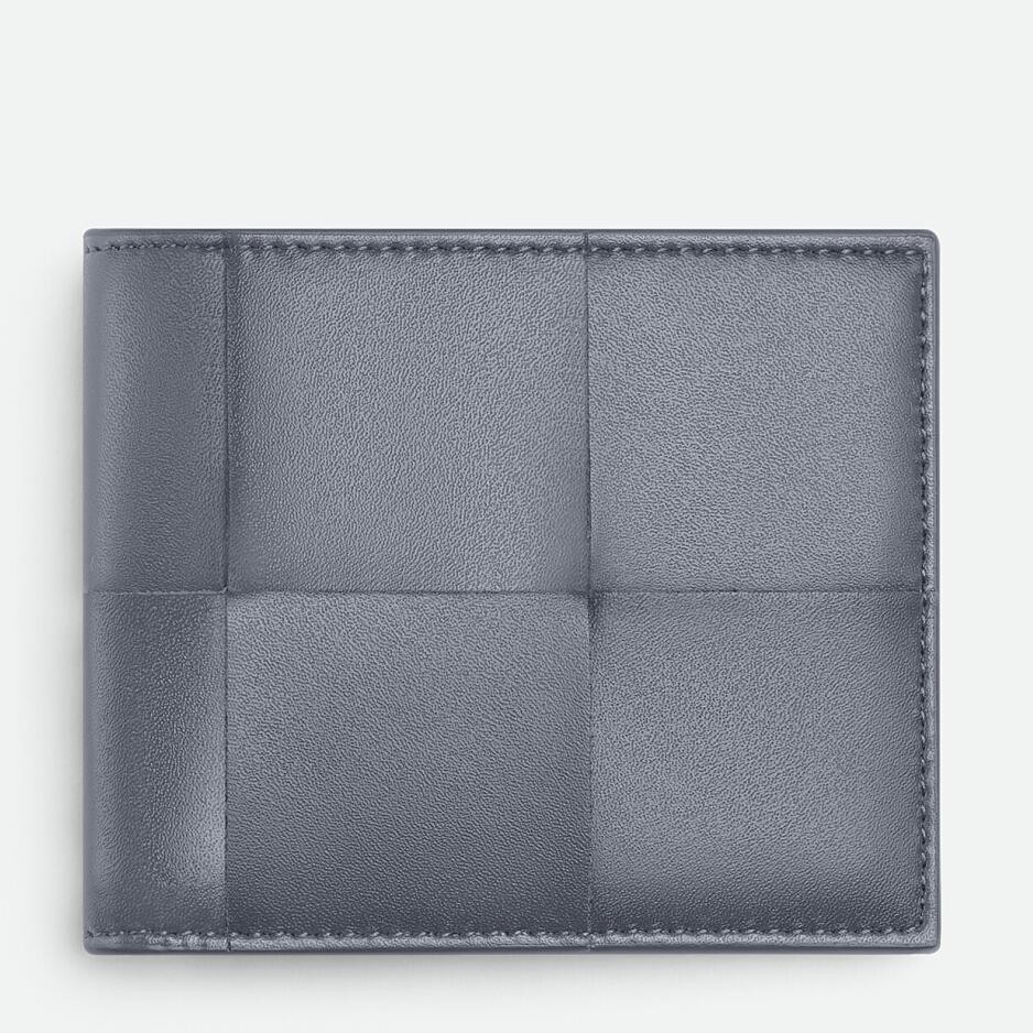 bo*te*ga Ve*ne*ta cassette bi-fold wallet in thunder intrecciato calfskin