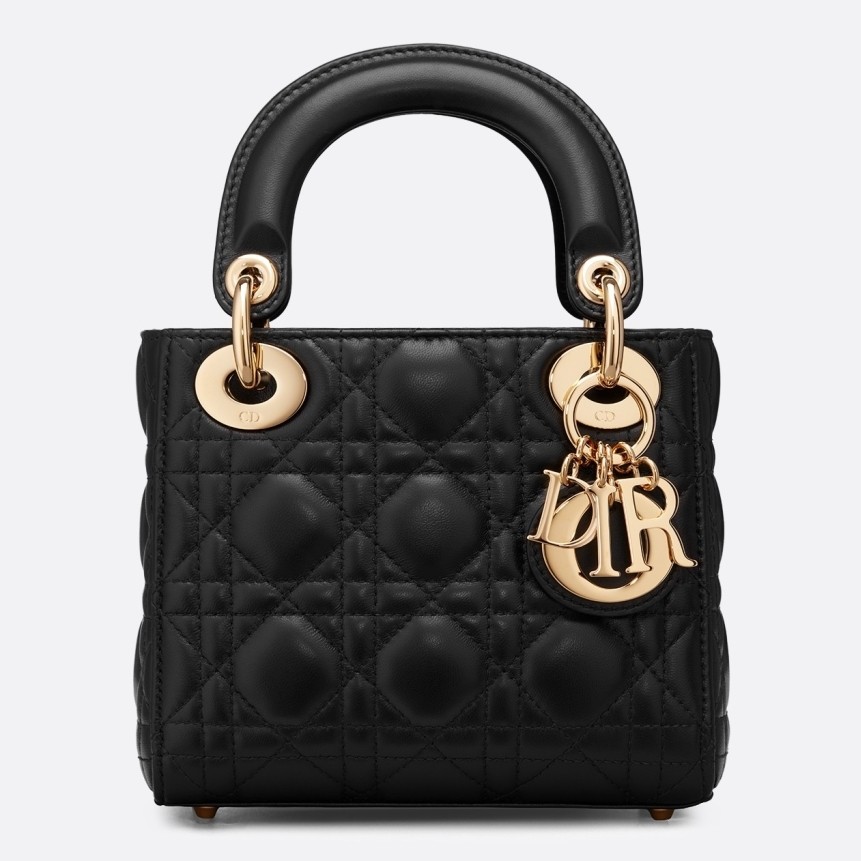 D*or mini lady D*or bag in black lambskin