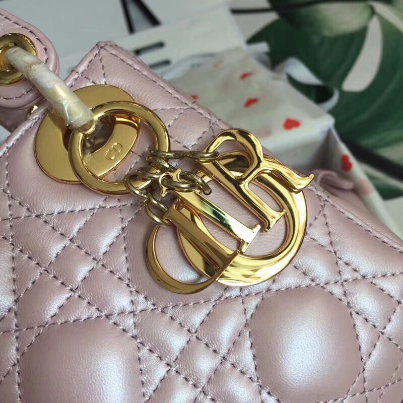 D*or mini lady D*or bag in lotus pearly lambskin