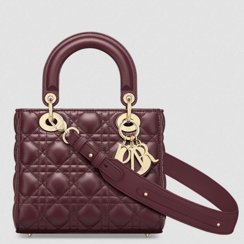 D*or small lady D*or my abcD*or bag in burgundy lambskin