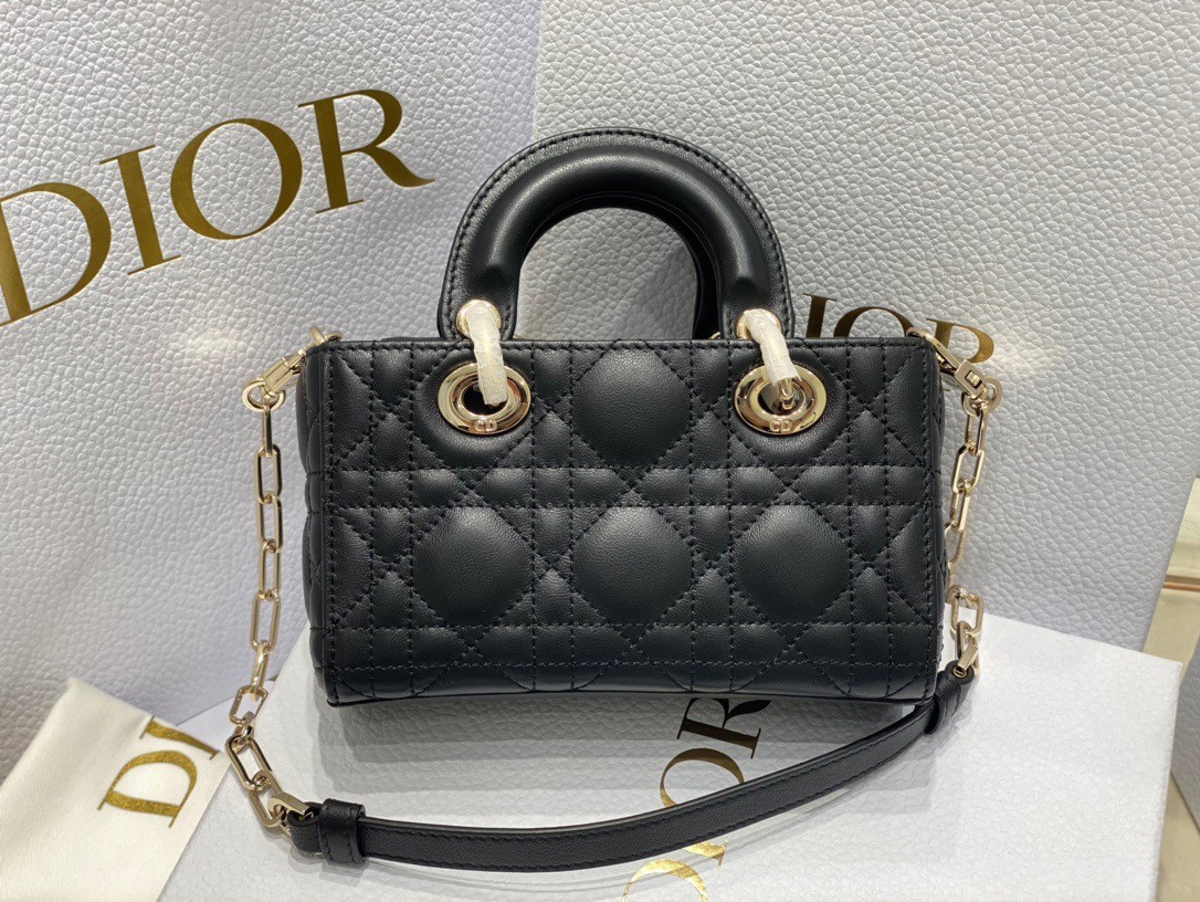 D*or lady d-joy micro bag in black cannage lambskin