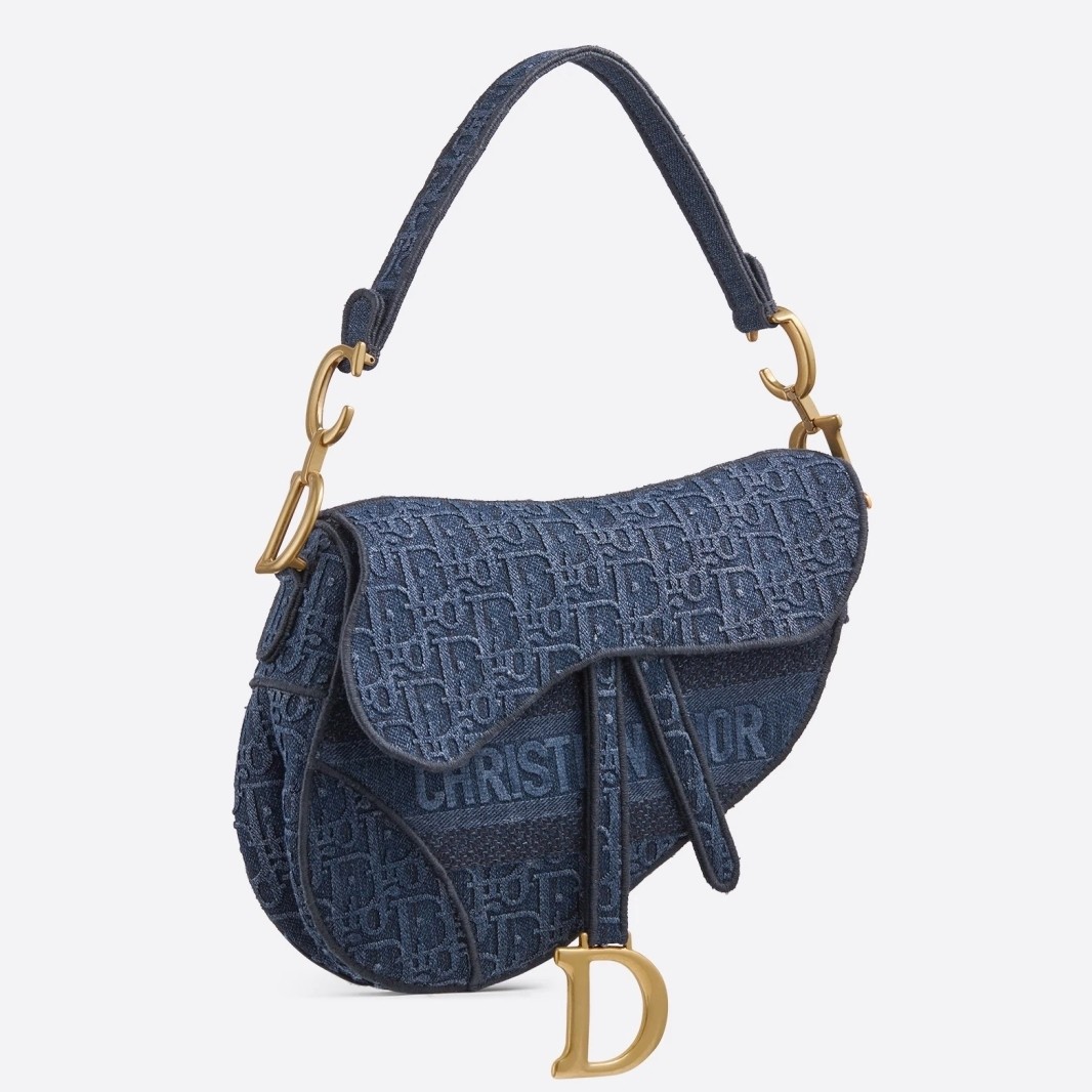 D*or saddle bag in denim blue D*or oblique canvas