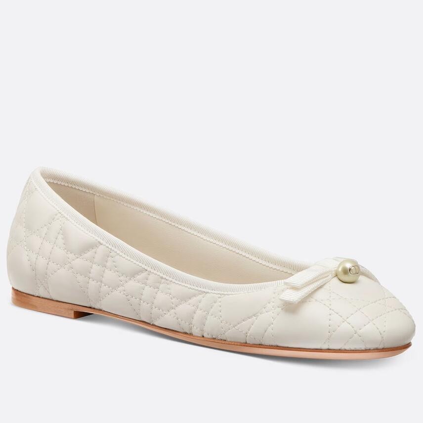 Replica Dior Ballerina Flats In White Quilted Cannage Calfskin 5058