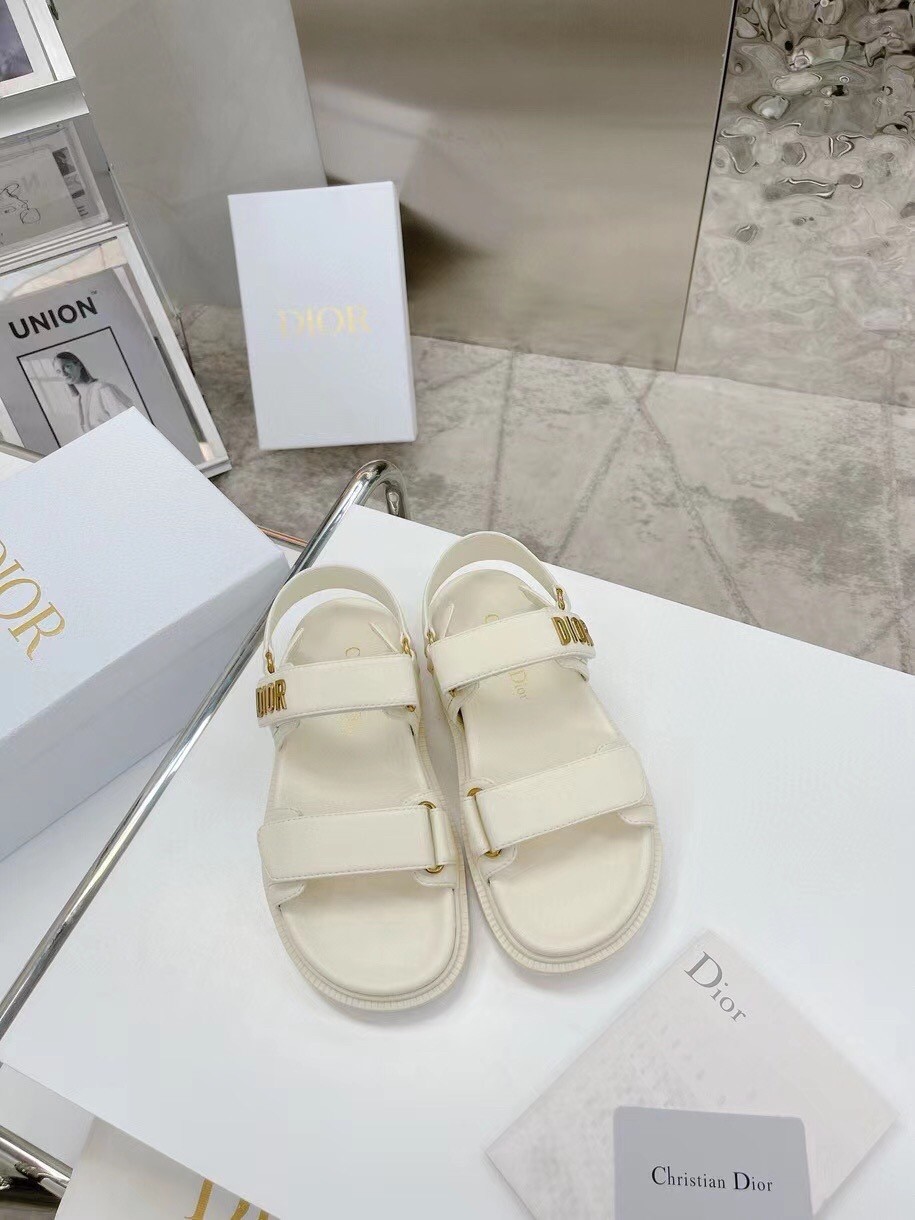 Replica Dior DiorAct Sandals In White Lambskin