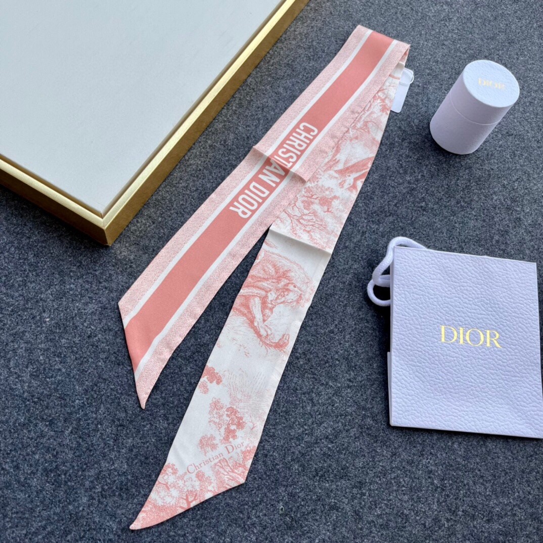 D*or toile de jouy sauvage mitzah scarf in pink silk twill