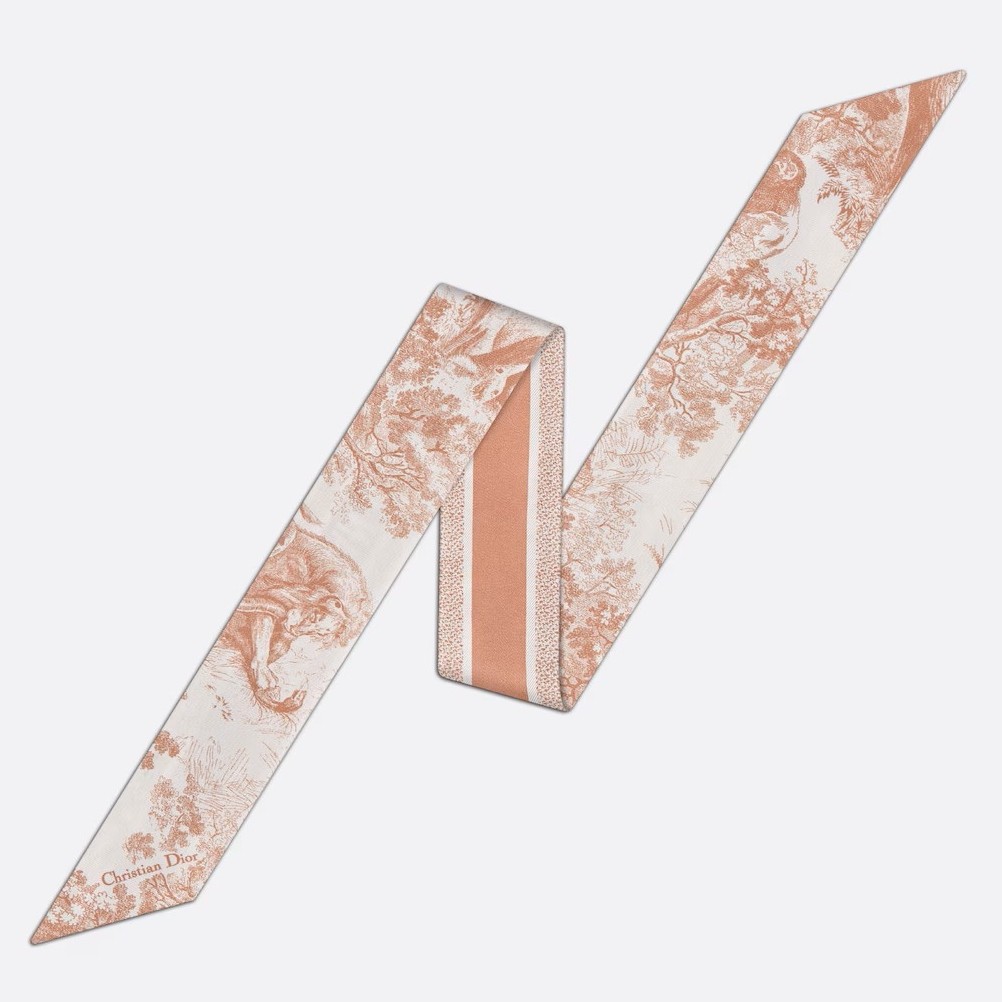 D*or toile de jouy sauvage mitzah scarf in pink silk twill