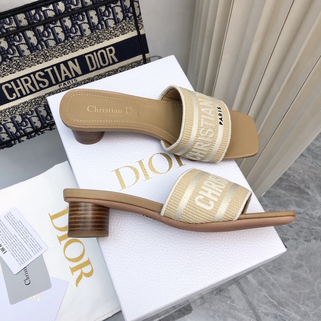 D*or D*oriviera dway heeled 35mm slides in raffia and white cotton