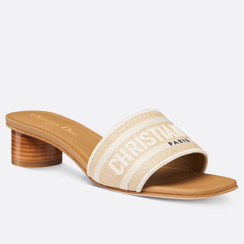 D*or D*oriviera dway heeled 35mm slides in raffia and white cotton