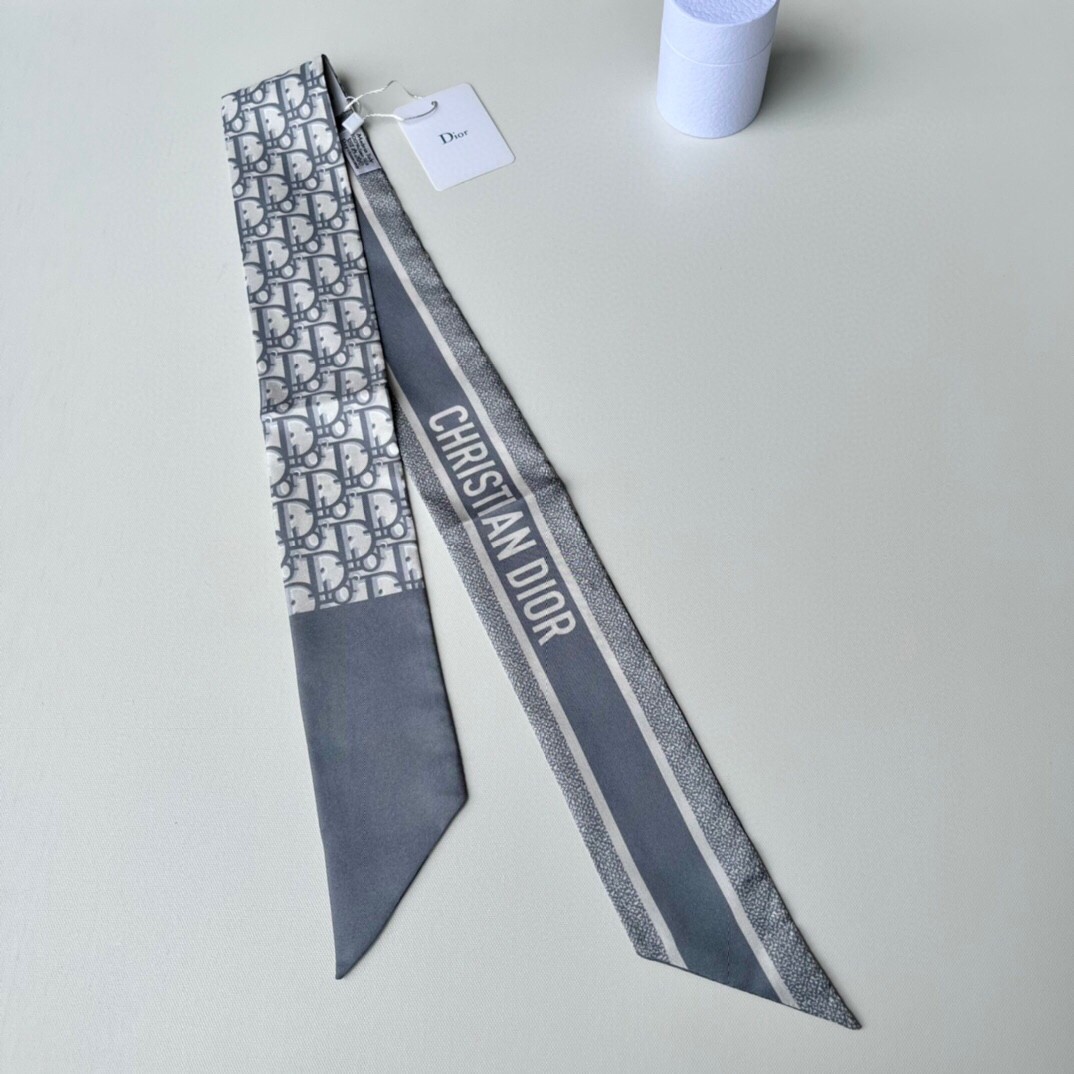 D*or oblique mitzah scarf in grey silk twill