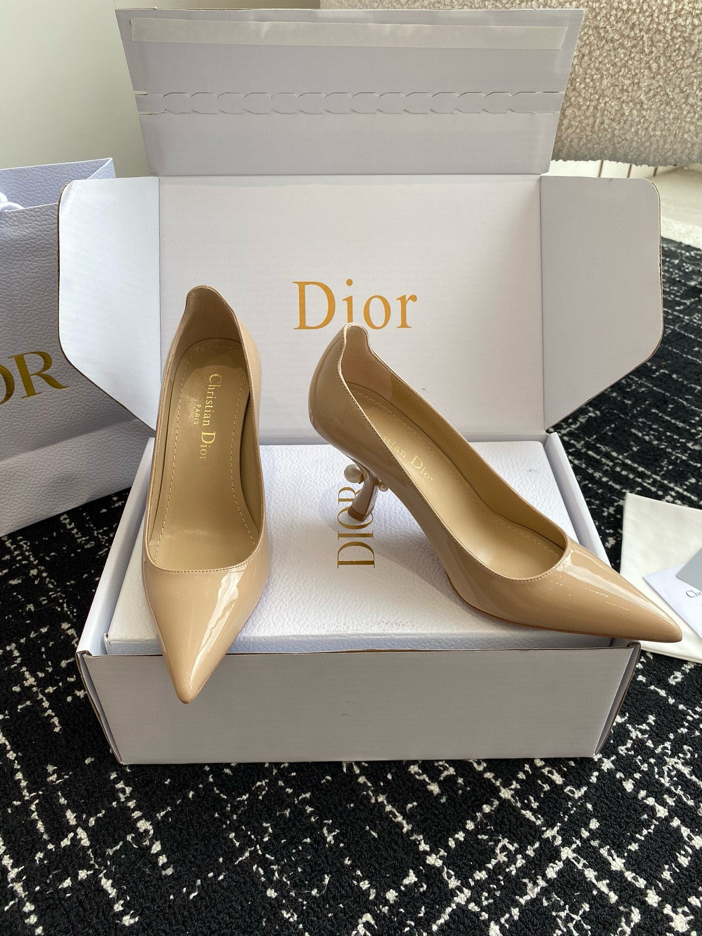 D*or tribales pumps 80mm in nude patent calfskin