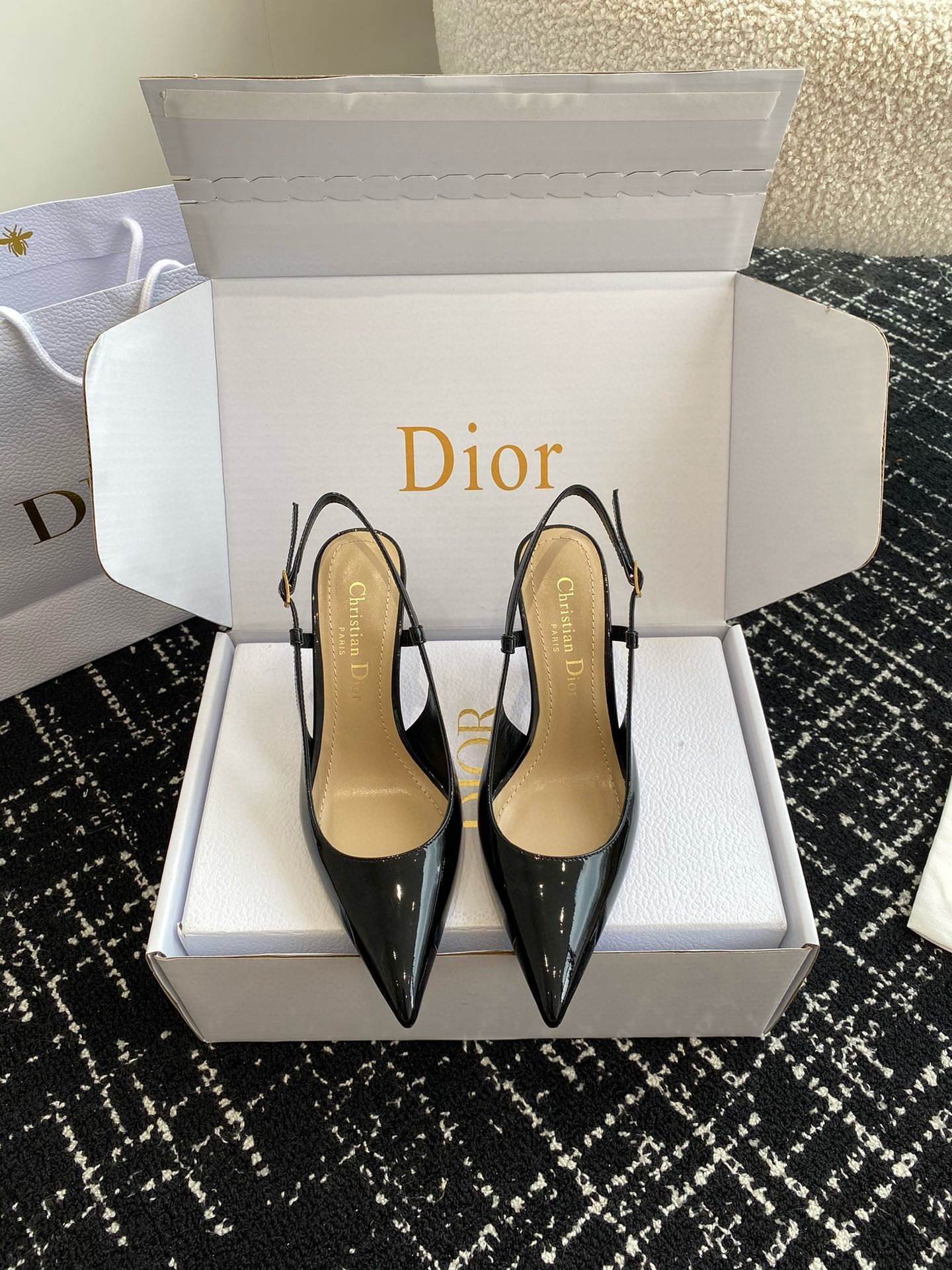 D*or tribales pumps slingback 80mm in black patent calfskin