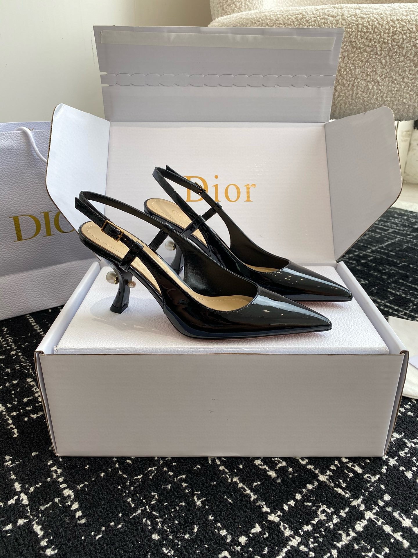 D*or tribales pumps slingback 80mm in black patent calfskin