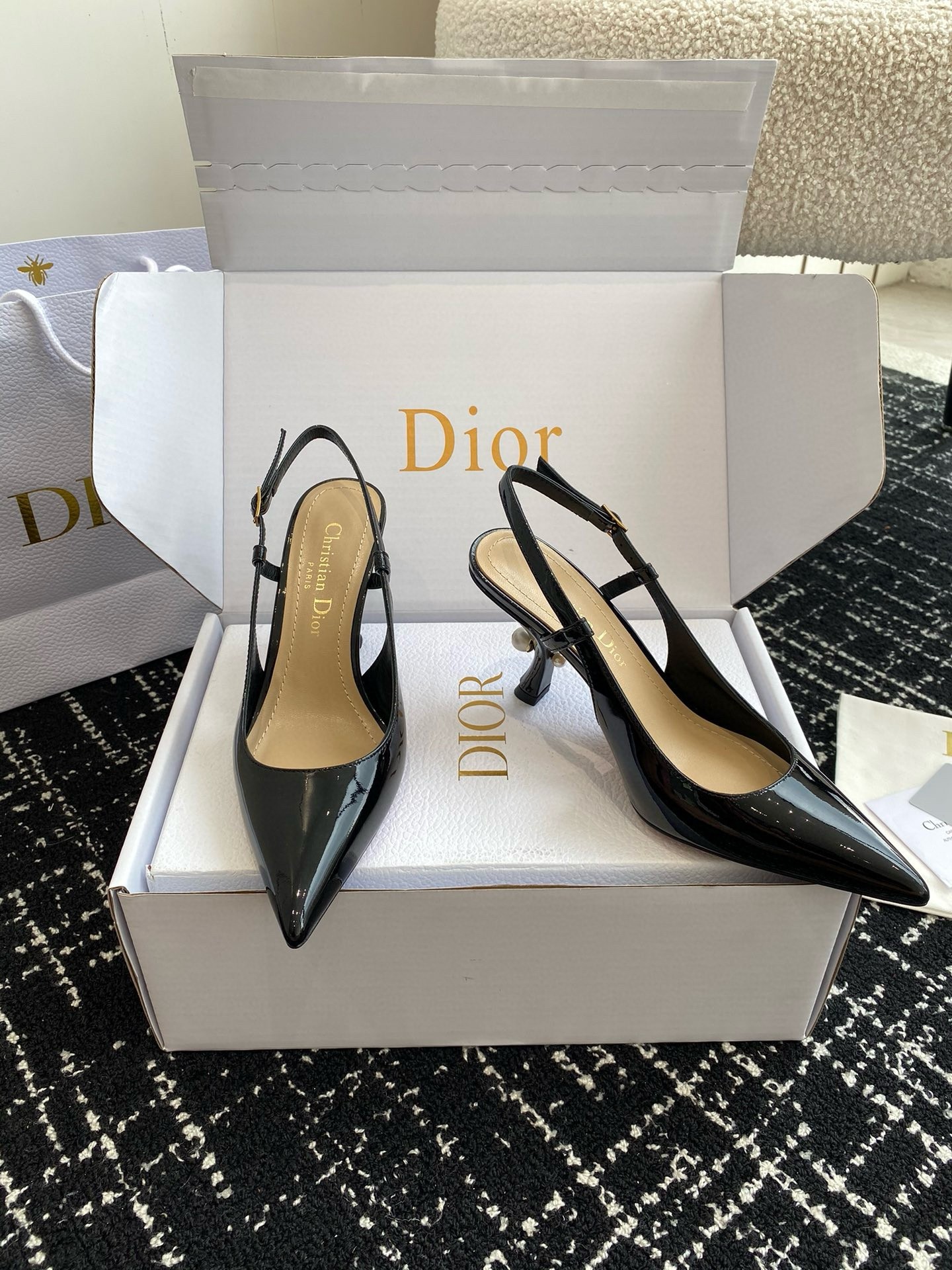 D*or tribales pumps slingback 80mm in black patent calfskin