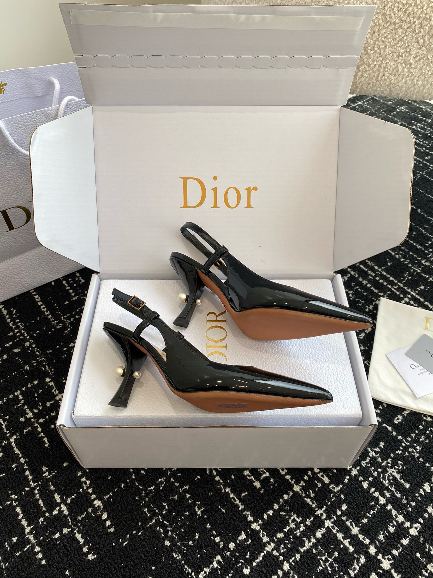 D*or tribales pumps slingback 80mm in black patent calfskin