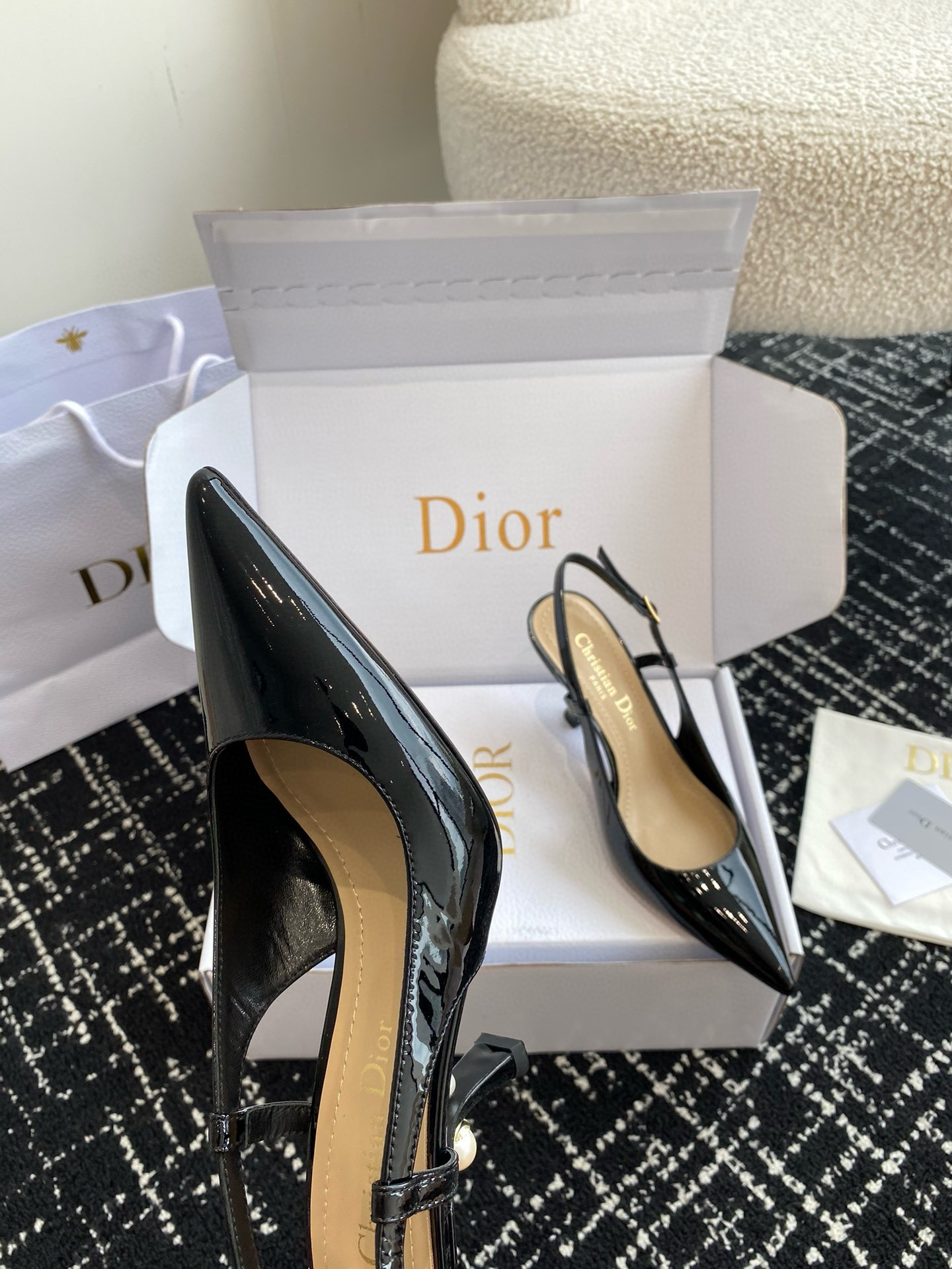 D*or tribales pumps slingback 80mm in black patent calfskin