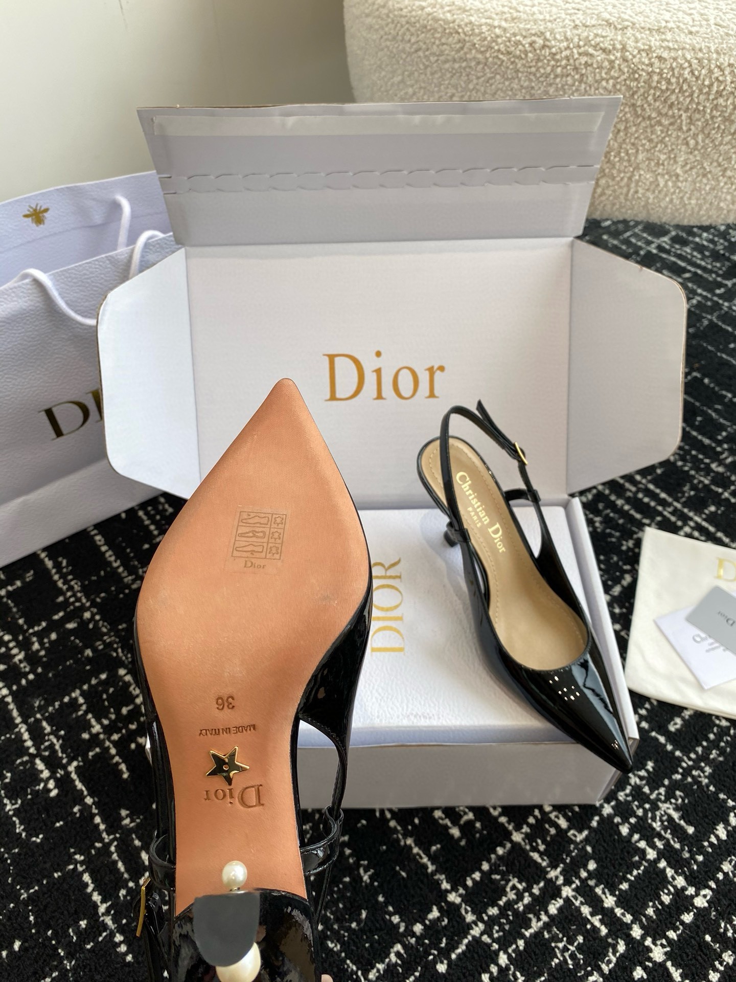 D*or tribales pumps slingback 80mm in black patent calfskin