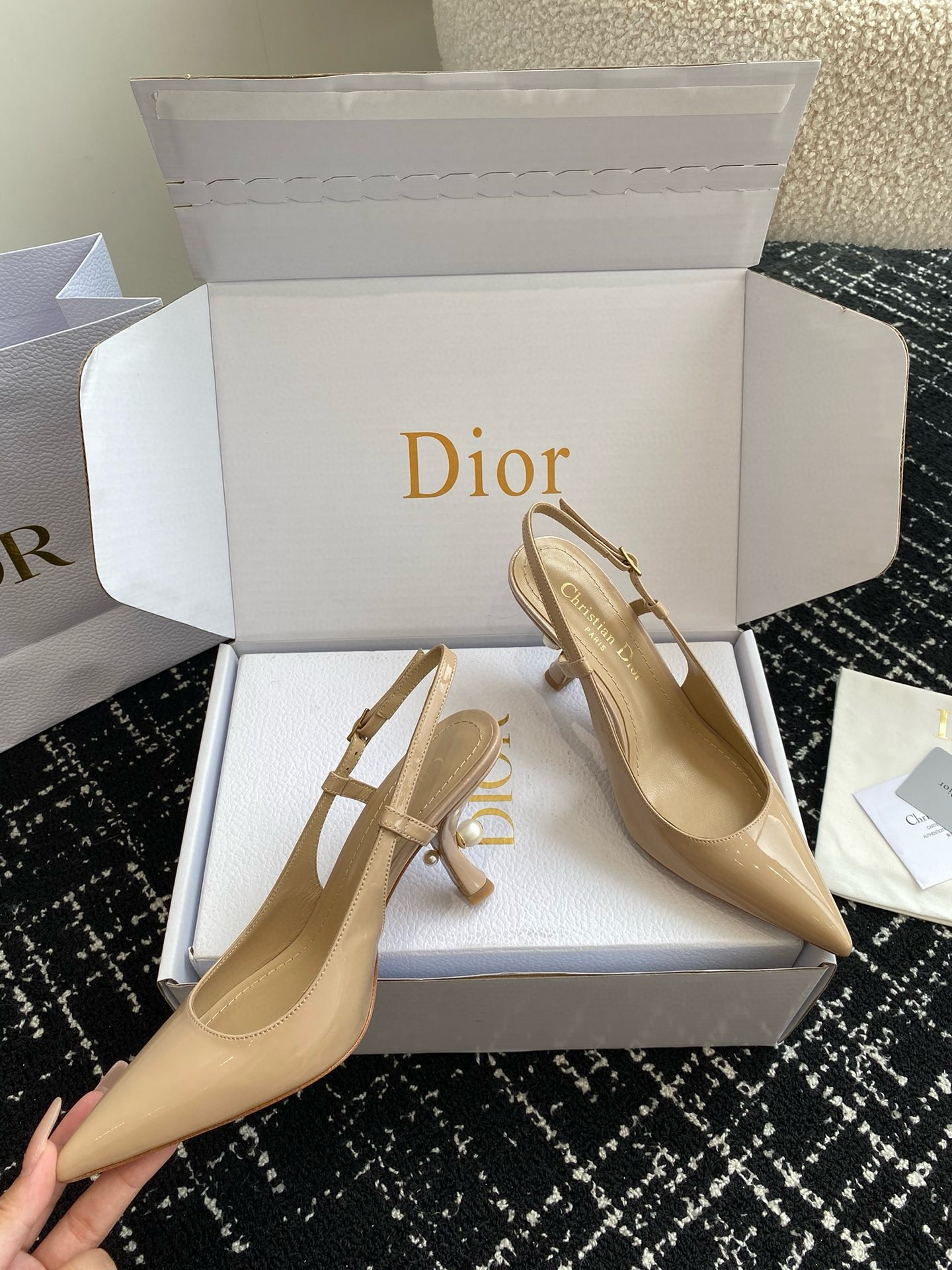 D*or tribales pumps slingback 80mm in nude patent calfskin