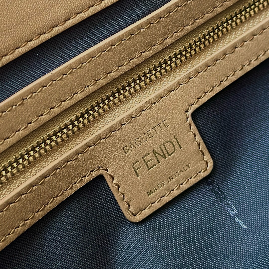 F**di medium baguette bag in beige ff nappa leather