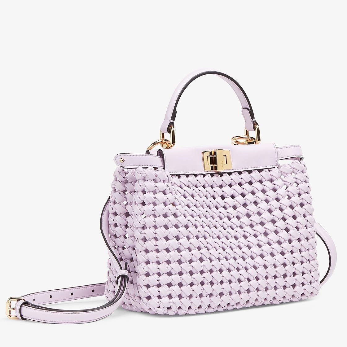 Replica Fendi Peekaboo Mini Bag In Lilac Interlace Leather