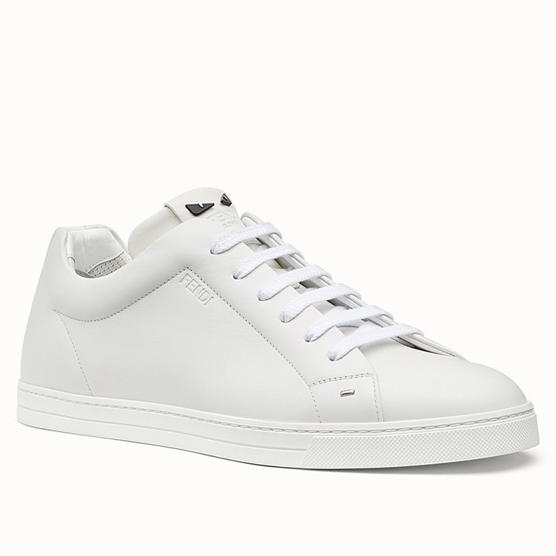 F**di men''s lace-up sneakers in white leather