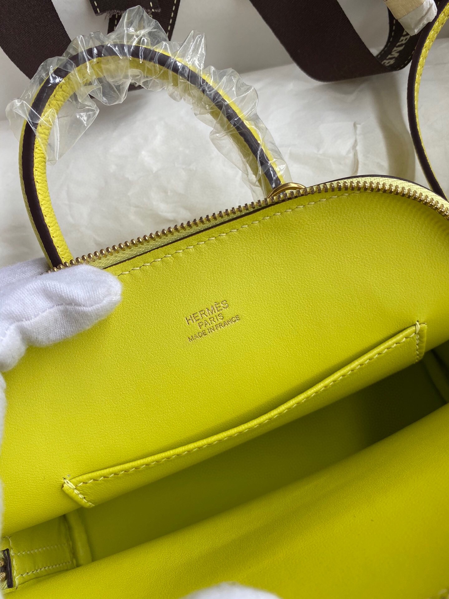 H**mes bolide 1923 mini handmade bag in lime chevre mysore leather