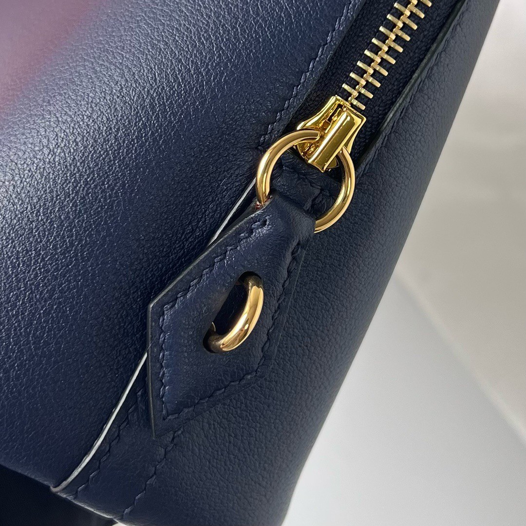 H**mes bolide 1923 25 handmade bag in blue saphir evercolor calfskin