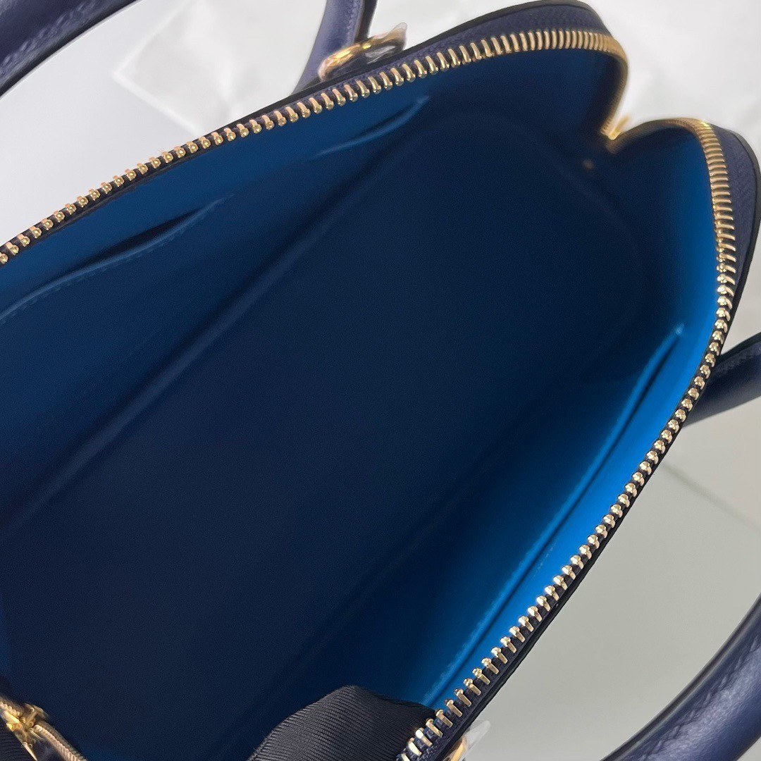 H**mes bolide 1923 25 handmade bag in blue saphir evercolor calfskin