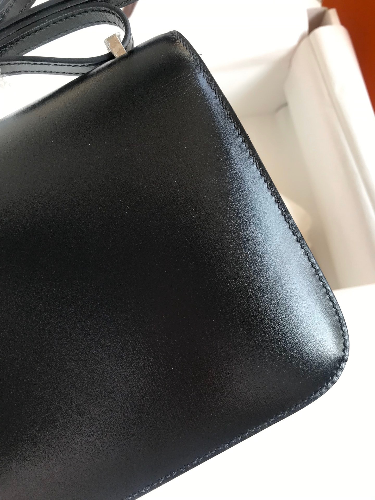 H**mes constance 18 handmade bag in black box calf leather