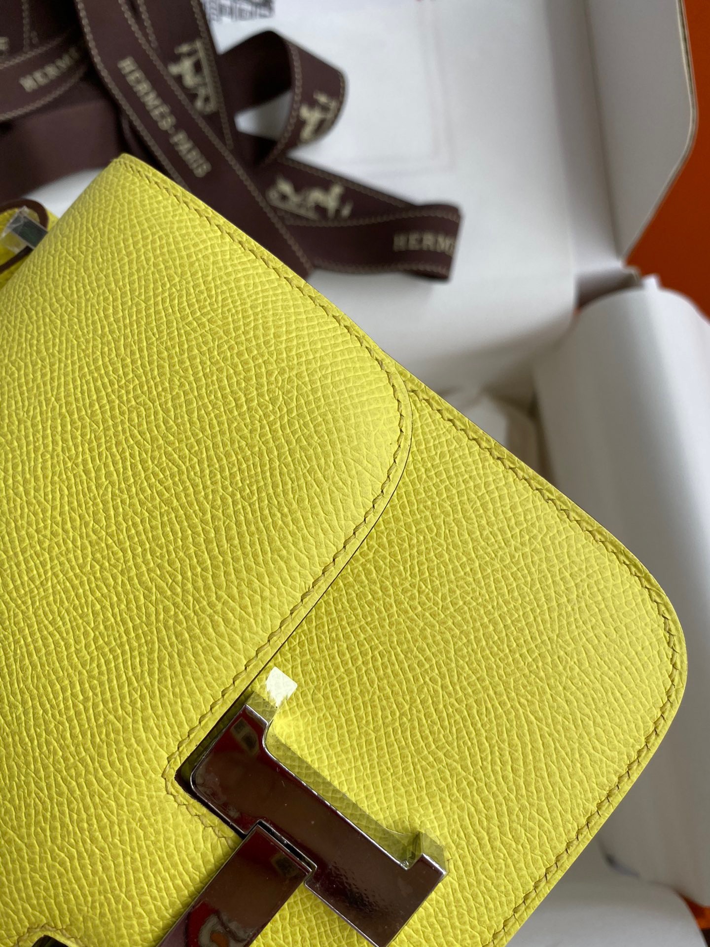 H**mes constance 18 handmade bag in lime epsom calfskin