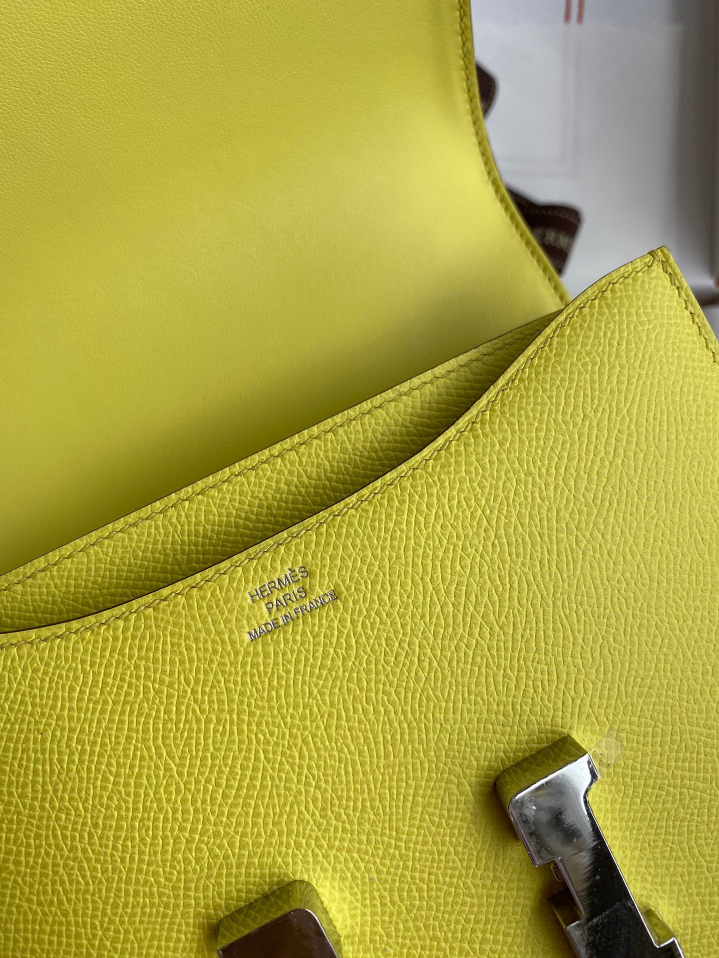 H**mes constance 18 handmade bag in lime epsom calfskin