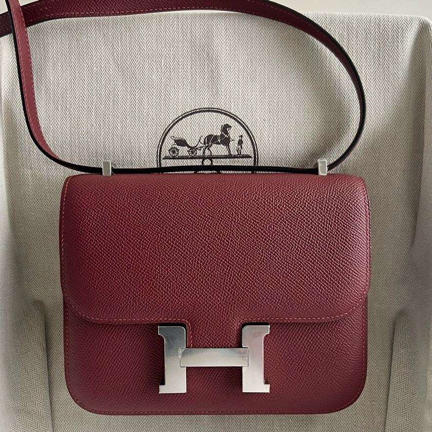 H**mes constance 18 handmade bag in rouge h epsom calfskin