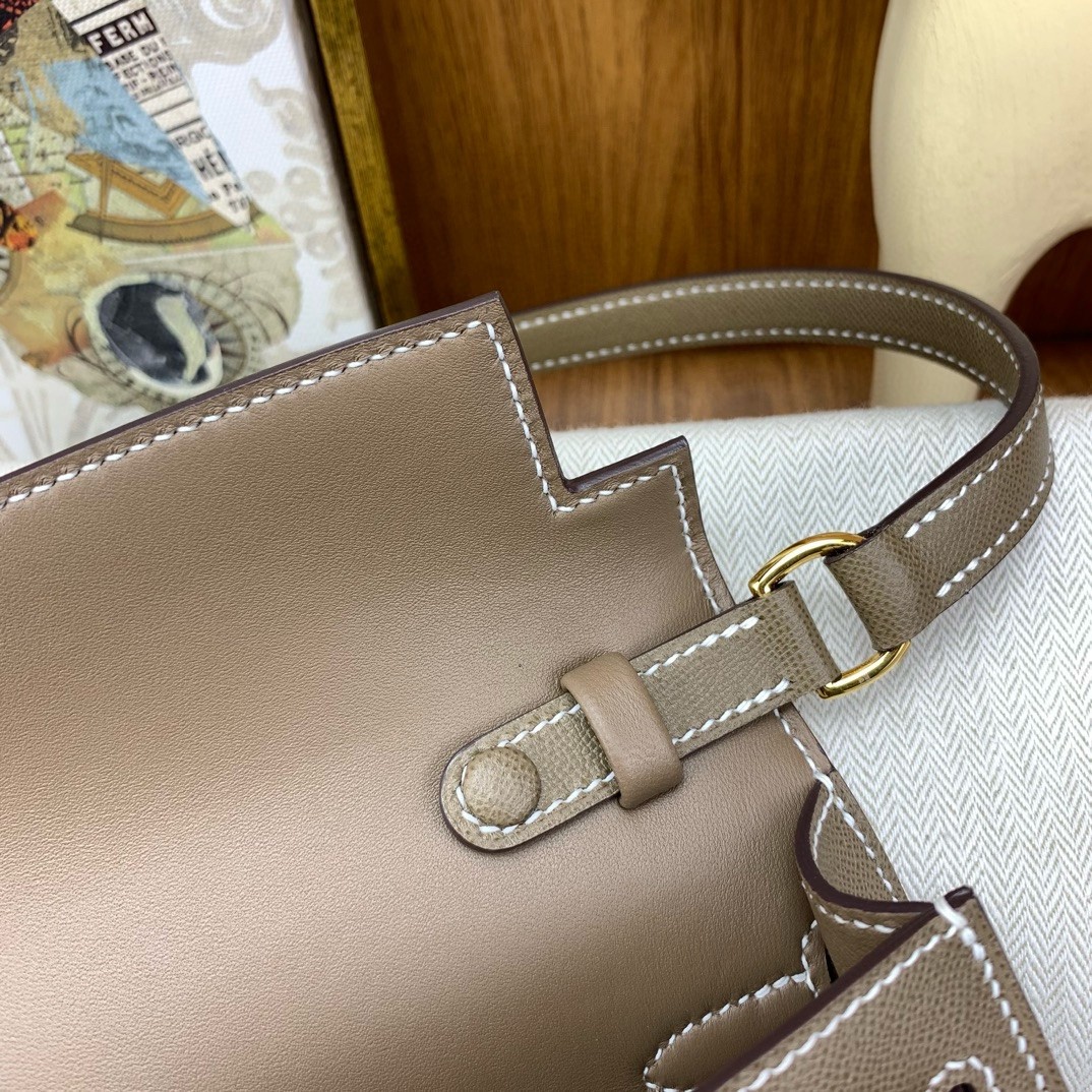 H**mes kelly elan handmade bag in taupe epsom leather