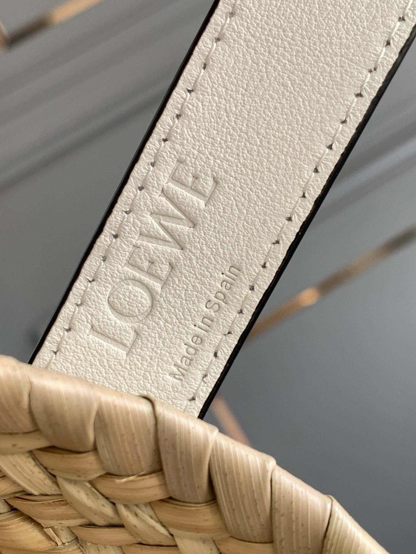 Loewe Medium Basket Bag in Raffia and White Calfskin