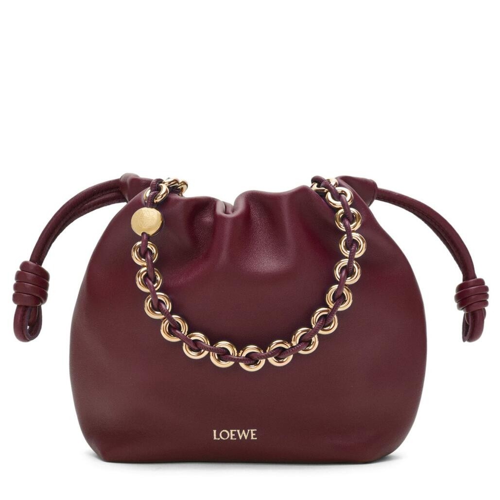 Loewe Mini Flamenco Purse Bag in Burgundy Nappa Lambskin