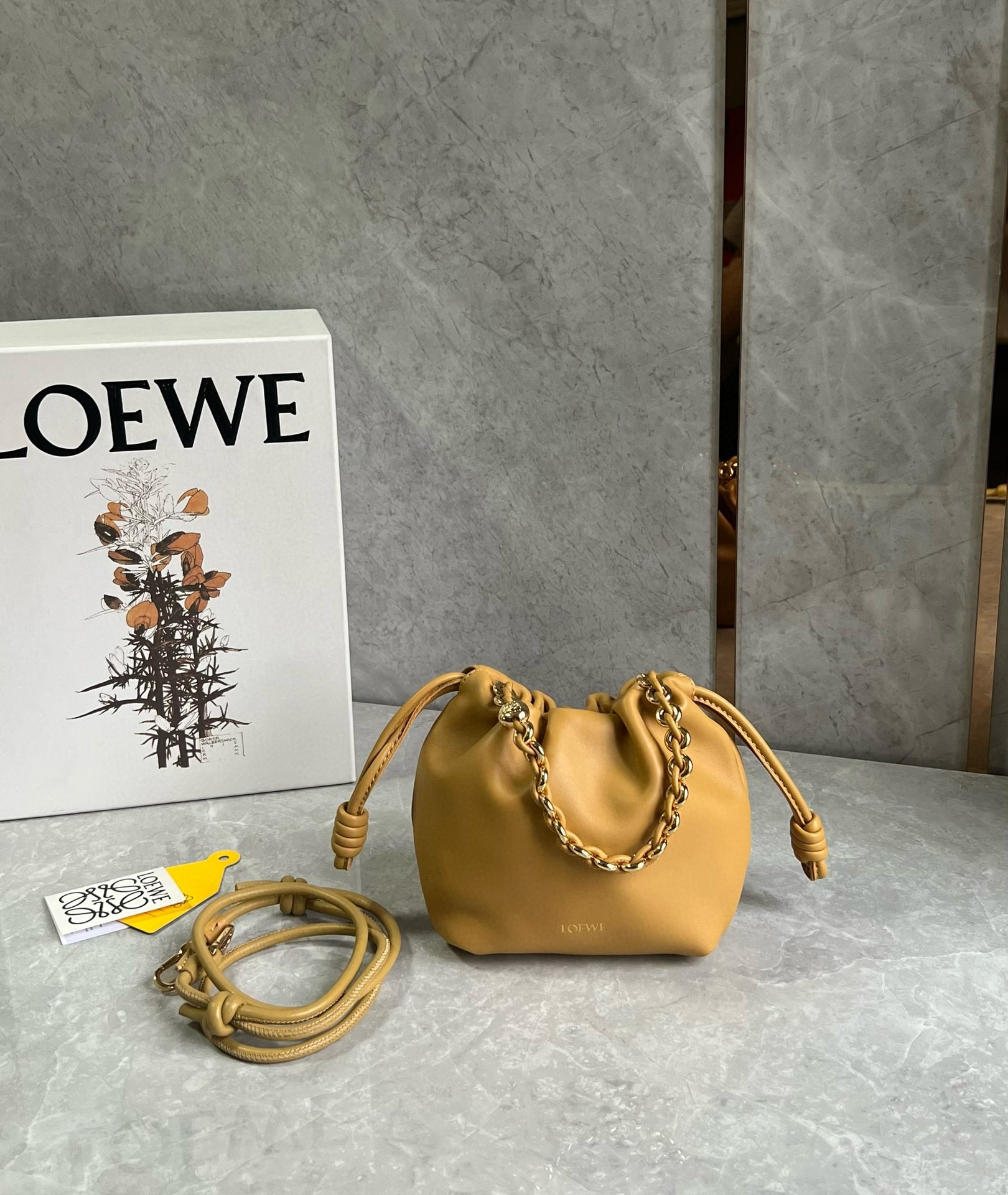 Loewe Mini Flamenco Purse Bag in Sahara Nappa Lambskin