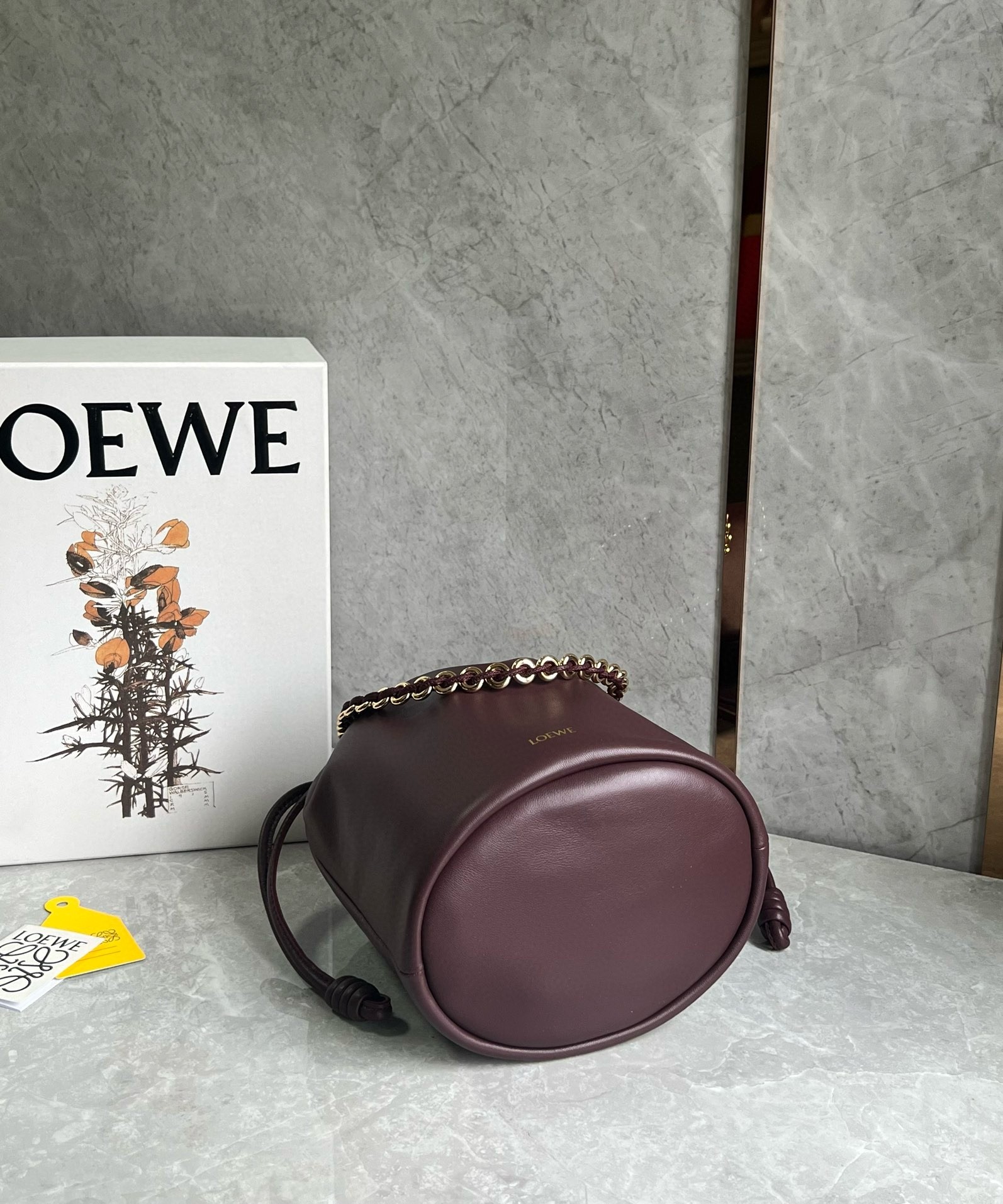 Loewe Flamenco Purse Bucket Bag in Burgundy Nappa Lambskin