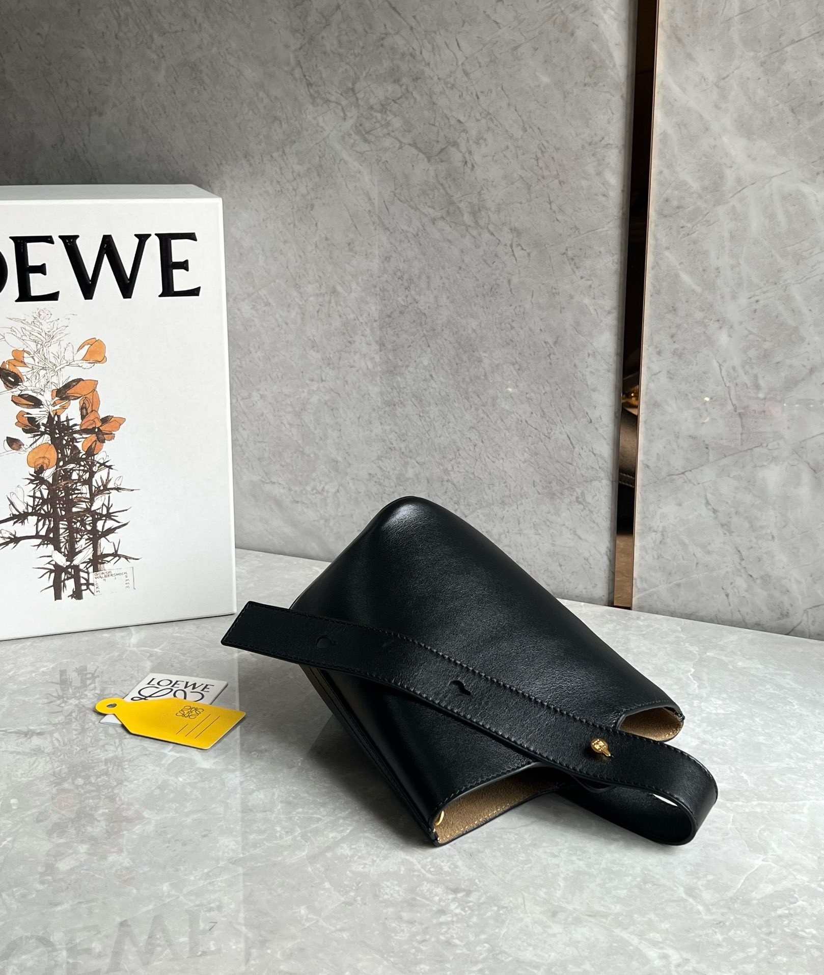 Loewe Mini Pebble Bucket Bag in Black Calfskin