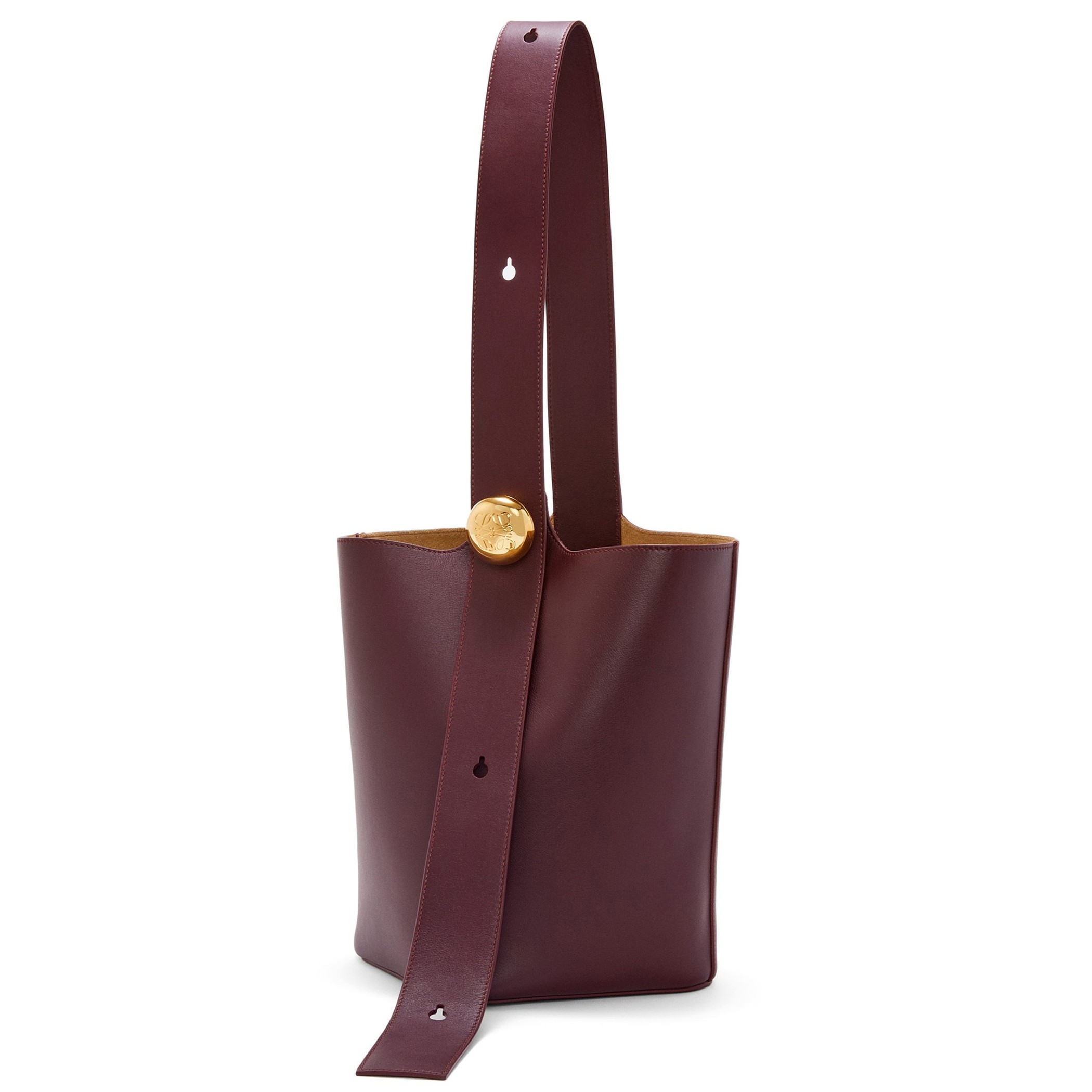 Loewe Medium Pebble Bucket Bag in Burgundy Calfskin